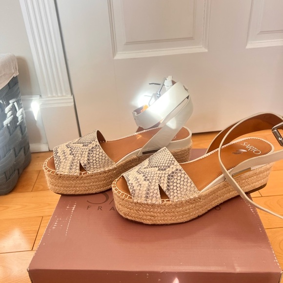 Franco Sarto Platform Snakeskin Leather Sandals - Picture 2 of 4